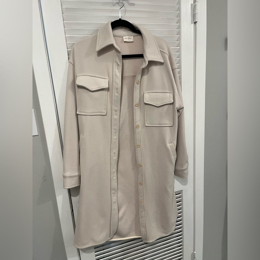 Cream Button-Up Long Coat